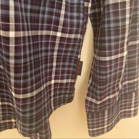 NWOT John Varvatos grid plaid checkered button down shirt - Picture 5 of 6